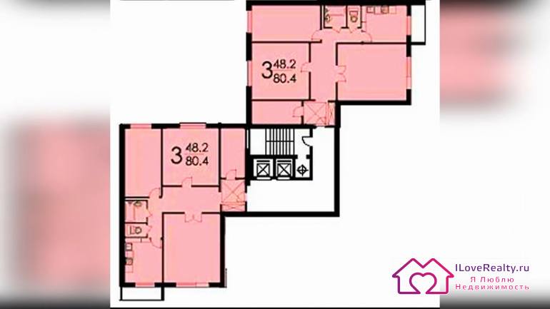 Трёшки панельных домов серии П-46 (чешских брежневок) Трехкомнатная квартира, как уже, говорилось, есть только в угловых секциях. И по 2 на этаже.