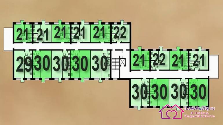 Поэтажный план кирпичных малосемеек (дома серии 1-447С-46).